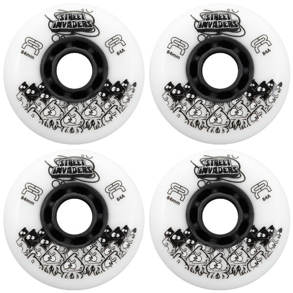 FR STREET INVADERS WHEEL - ROUND PROFILE - WHITE - 84mm/84a (Unit)