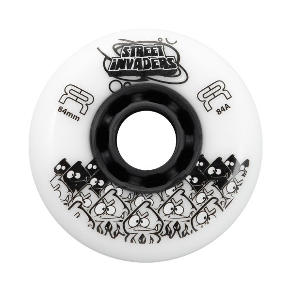 FR STREET INVADERS WHEEL - ROUND PROFILE - WHITE - 84mm/84a (Unit)